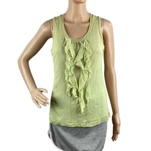 Chico's Nylon Ruffle Tank Top Size S Light Green